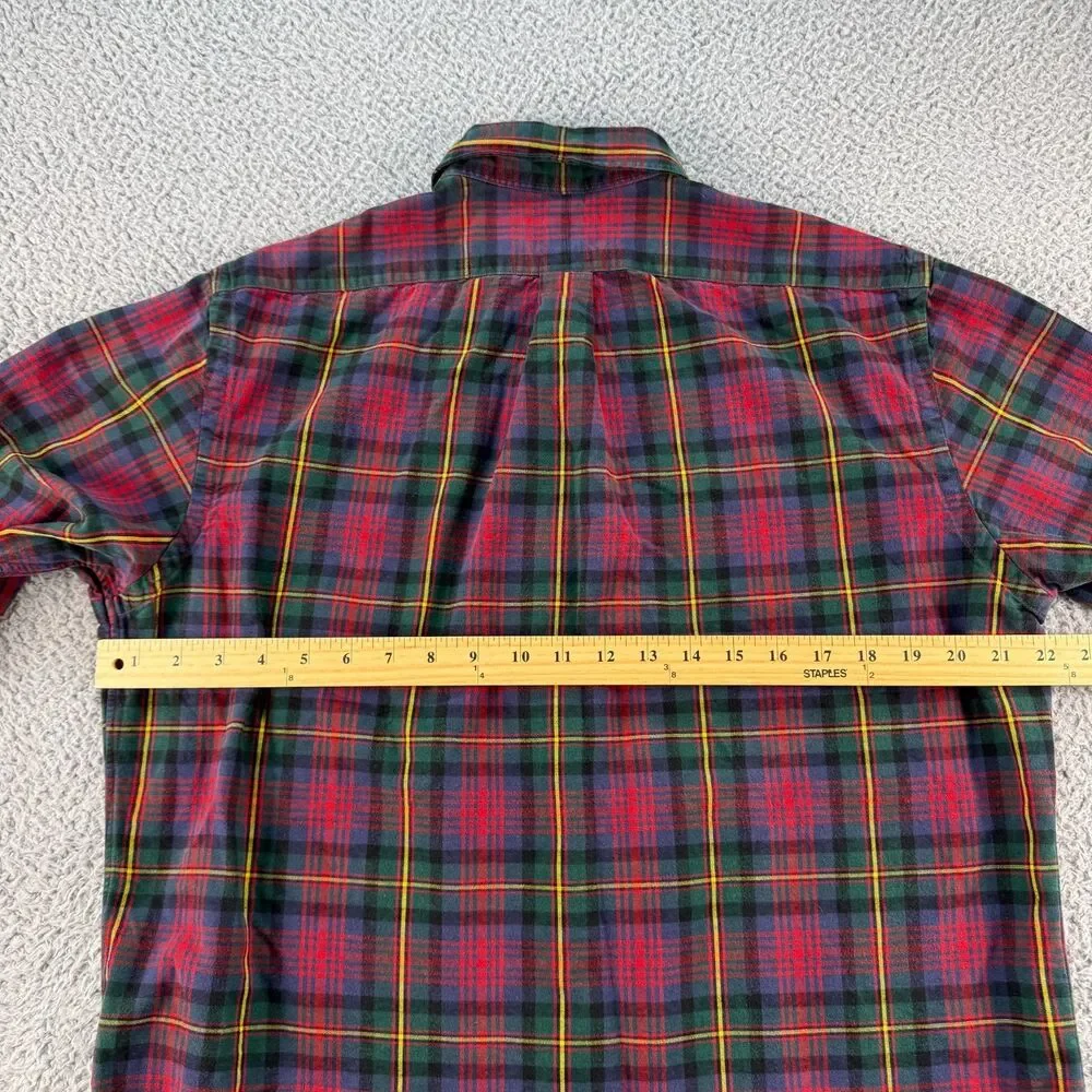 Polo Ralph Lauren Classic Fit Plaid Oxford Shirt Mens Large Red Tartan Check